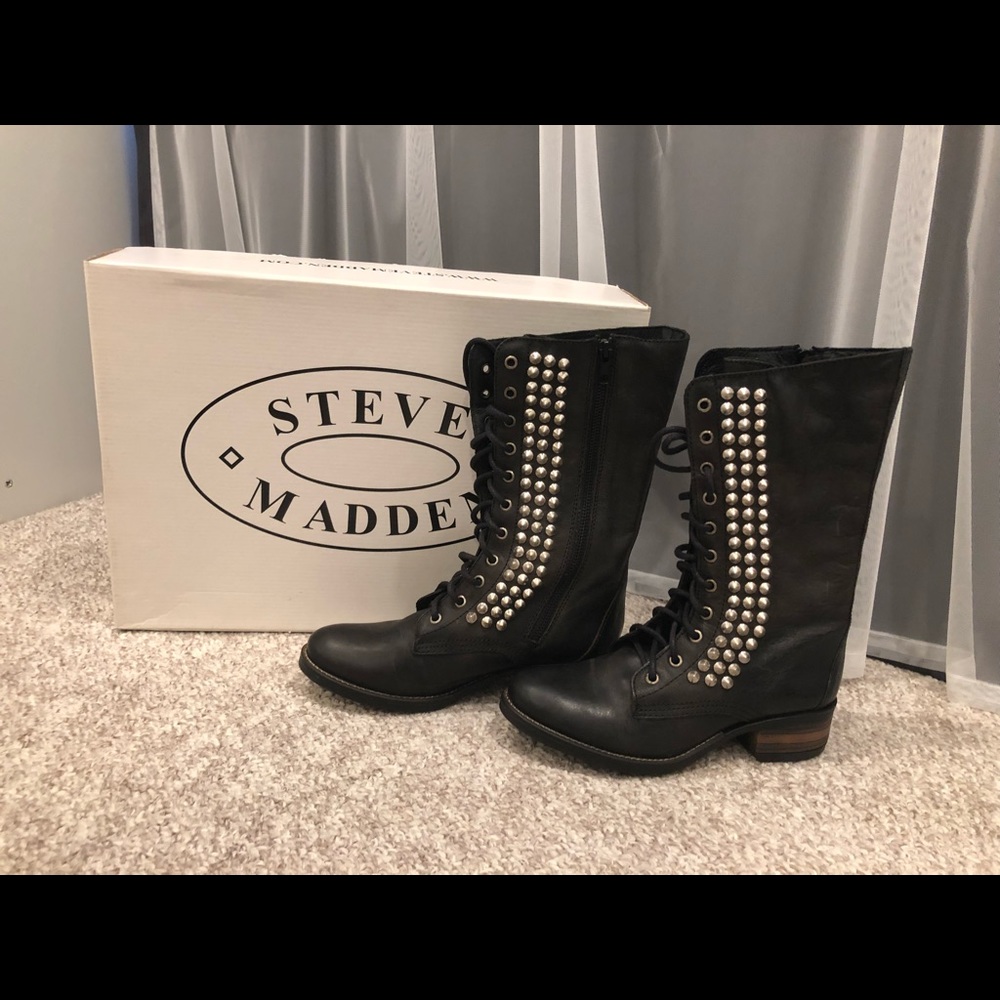 Steve Madden Tropador black leat. NEVER WORN